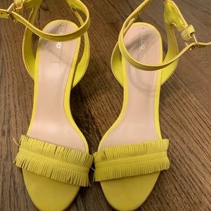 Yellow Fringe Ankle Strap Sandals